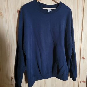Plain Navy Long Sleeve Sweater 2XL